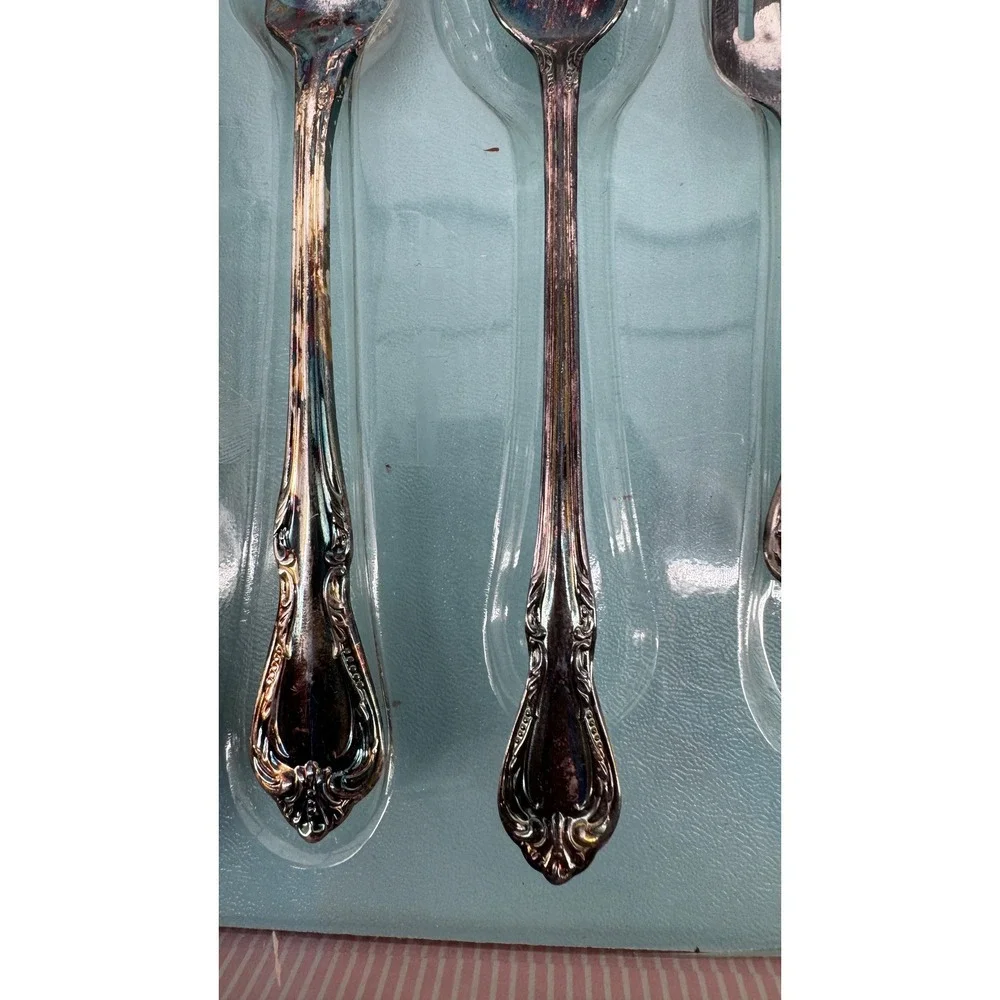 Wm A Rogers Oneida Silverplate Flatware Set 6pc Silver Ornate Scroll Vintage